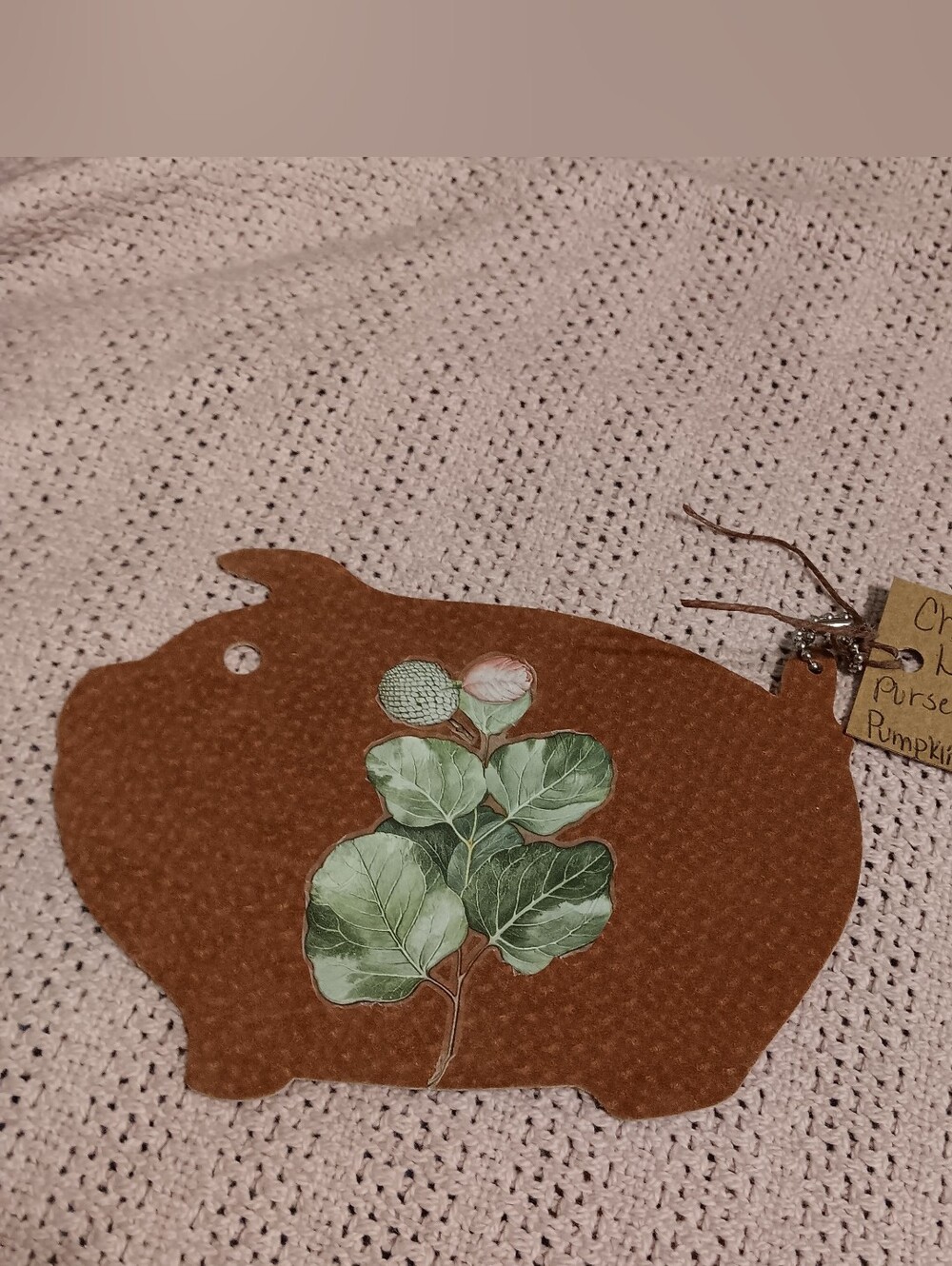 Suede Leather Chic Cowgirl Purse Floral Pig Handbag Charm